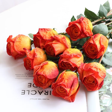 orange artificial roses