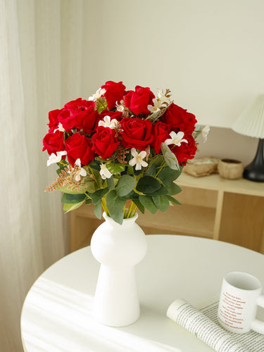 red artificial rose bouquet