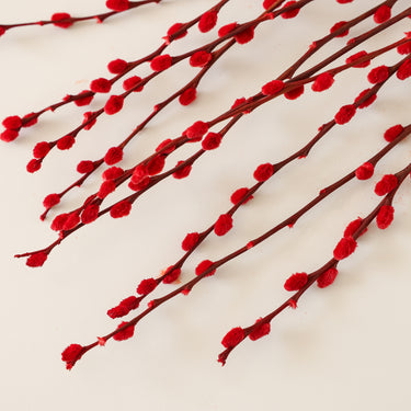 Pussy Willow Branches, Red, 12 Stems, 65CM
