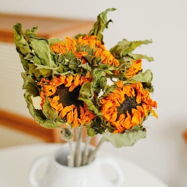 Dried Sunflower, Natural Orange, 5 Stems, 40cm