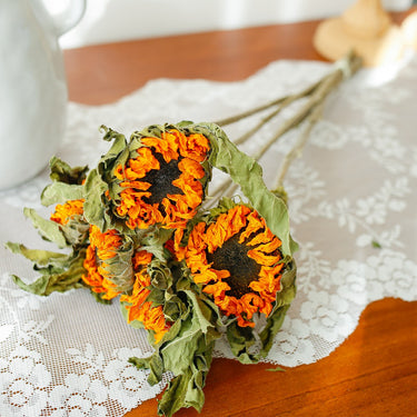 Dried Sunflower, Natural Orange, 5 Stems, 40cm