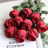 red artificial roses